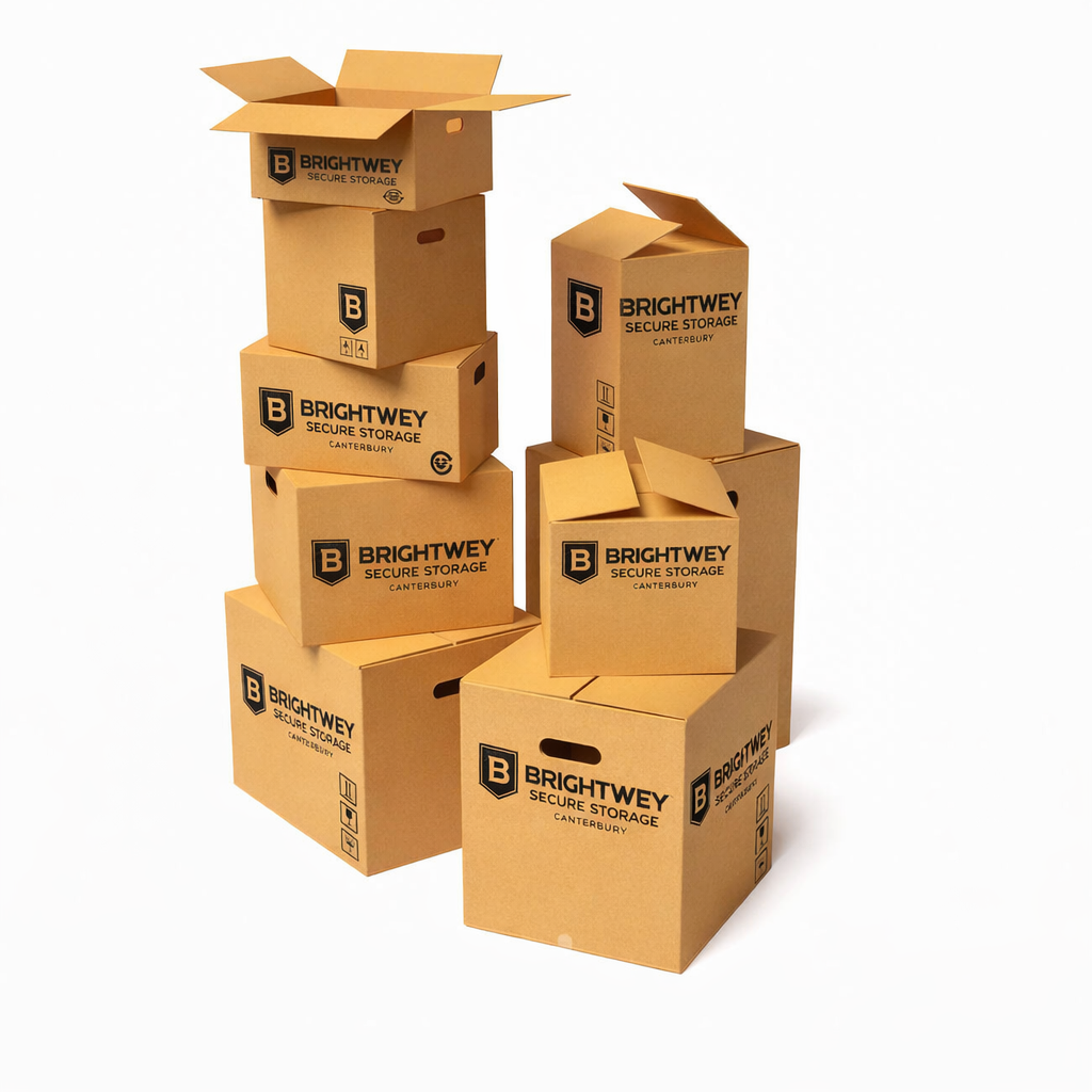 Cardboard moving and storage boxes in small, medium and large sizes at Brightwey Canterbury