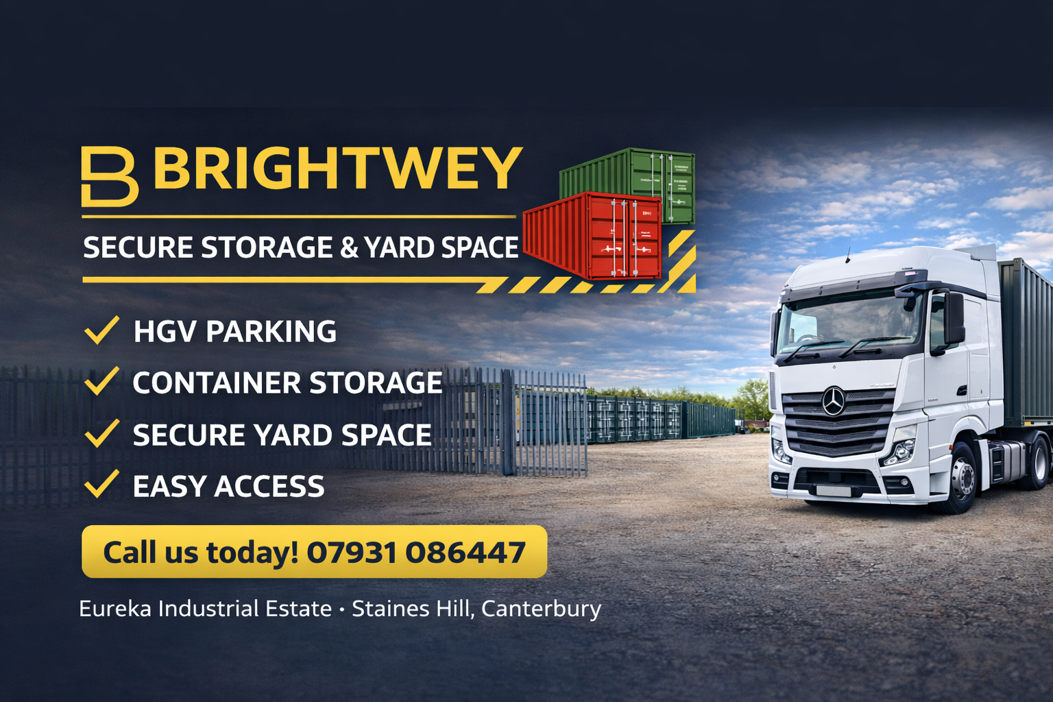 Brightwey Secure Storage site overview at Eureka Industrial Estate Canterbury