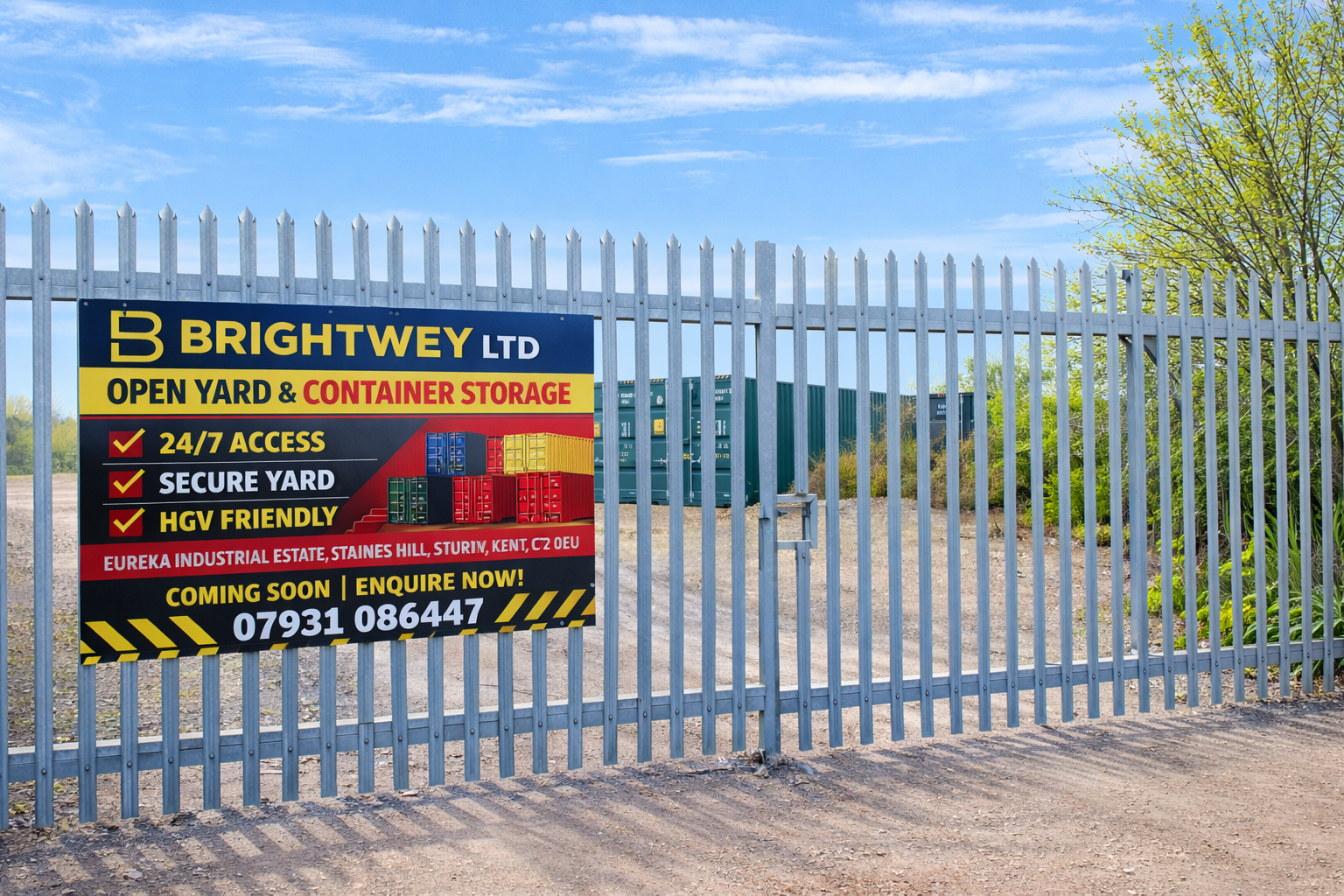 Open yard space for plant, machinery and materials at Brightwey Canterbury